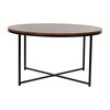 Flash Furniture Round Walnut Coffee Table with Matte Black Frame NAN-JH-1787CT-WAL-BK-GG